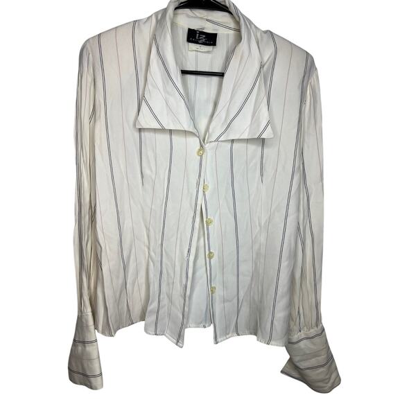 IZ California Women's Button Up Striped Long Sleeve Blouse Size M - Picture 1 of 8